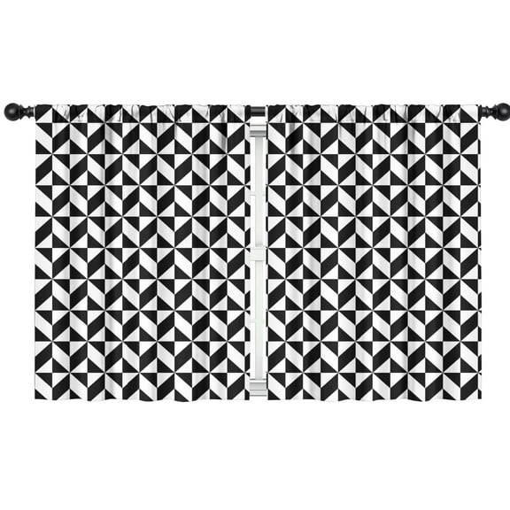 Blackout Kids Curtains,Black White Geometric Checkered Pattern Childrens Insulated Curtains Set Of 2,Bedroom Essentials,Toddler Room Decor 42"x54"