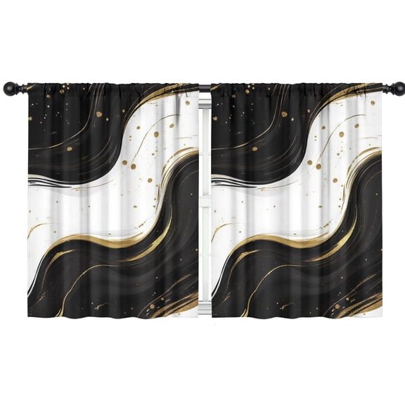 Blackout Kids Curtains,Black White Gold Marble Pattern Childrens Insulated Curtains Set Of 2,Bedroom Essentials,Toddler Room Decor 42"x54"