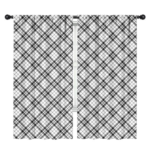 Blackout Kids Curtains,Black White Plaid Checkered Pattern Childrens Insulated Curtains Set Of 2,Bedroom Essentials,Toddler Room Decor 42"x84"