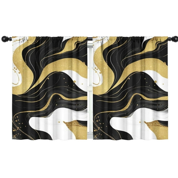 Blackout Kids Curtains,Black White and Gold Marble Childrens Insulated Curtains Set Of 2,Bedroom Essentials,Toddler Room Decor 42x54in(106x137cm)