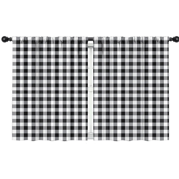 Blackout Kids Curtains,Black White and Gray Checkerboard Pattern Childrens Insulated Curtains Set Of 2,Bedroom Essentials,Toddler Room Decor 42"x54"