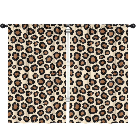 Blackout Kids Curtains,Black and Brown Leopard Print Children's Insulated Curtains Set Of 2,Bedroom Essentials,Toddler Room Decor 52"x84"