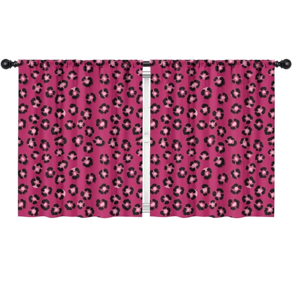 Blackout Kids Curtains,Black and Pink Leopard Print Children's Insulated Curtains Set Of 2,Bedroom Essentials,Toddler Room Decor 52"x63"
