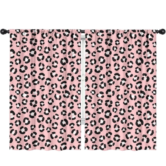 Blackout Kids Curtains,Black and Pink Leopard Print Children's Insulated Curtains Set Of 2,Bedroom Essentials,Toddler Room Decor 52"x84"