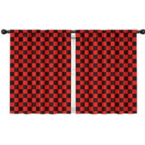 Blackout Kids Curtains,Black and Red Checkered Childrens Insulated Curtains Set Of 2,Bedroom Essentials,Toddler Room Decor 42"x54"(106x137cm)