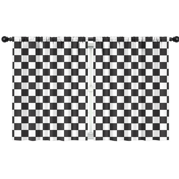 Blackout Kids Curtains,Black and White Checkered Childrens Insulated Curtains Set Of 2,Bedroom Essentials,Toddler Room Decor 42"x54"(106x137cm)