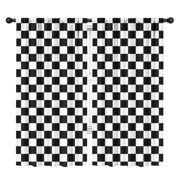 Blackout Kids Curtains,Black and White Checkered Childrens Insulated Curtains Set Of 2,Bedroom Essentials,Toddler Room Decor 42"x84"(106x213cm)