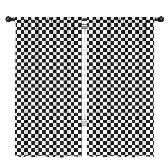 Blackout Kids Curtains,Black and White Checkered Childrens Insulated Curtains Set Of 2,Bedroom Essentials,Toddler Room Decor 42"x84"(106x213cm)