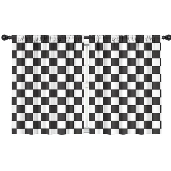Blackout Kids Curtains,Black and White Checkered Pattern Children's Insulated Curtains Set Of 2,Bedroom Essentials,Toddler Room Decor 42"x54"