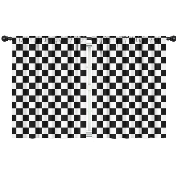 Blackout Kids Curtains,Black and White Checkered Pattern Childrens Insulated Curtains Set Of 2,Bedroom Essentials,Toddler Room Decor 42"x54"