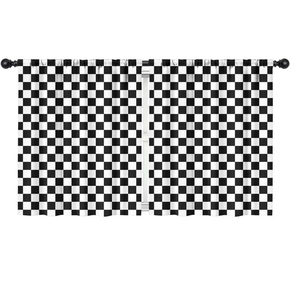 Blackout Kids Curtains,Black and White Checkered Pattern Childrens Insulated Curtains Set Of 2,Bedroom Essentials,Toddler Room Decor 52"x63"