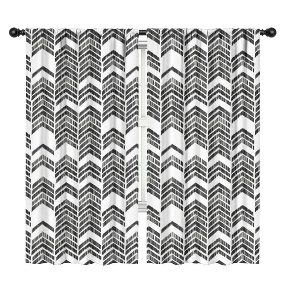 Blackout Kids Curtains,Black and White Chevron Pattern Childrens Insulated Curtains Set Of 2,Bedroom Essentials,Toddler Room Decor 42x84in(106x213cm)