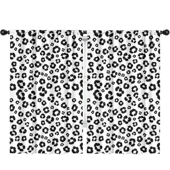 Blackout Kids Curtains,Black and White Leopard Print Children's Insulated Curtains Set Of 2,Bedroom Essentials,Toddler Room Decor 52"x84"