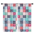 thumbnail image 1 of Blackout Kids Curtains,Blue Boho Pioneer Flower Patchwork Pattern Childrens Insulated Curtains Set Of 2,Bedroom Essentials,Toddler Room Decor 42x84in(106x213cm), 1 of 5
