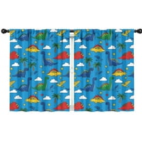 Blackout Kids Curtains,Blue Cartoon Dinosaurs Clouds Stars Pattern Childrens Insulated Curtains Set Of 2,Bedroom Essentials,Toddler Room Decor 42"x54"