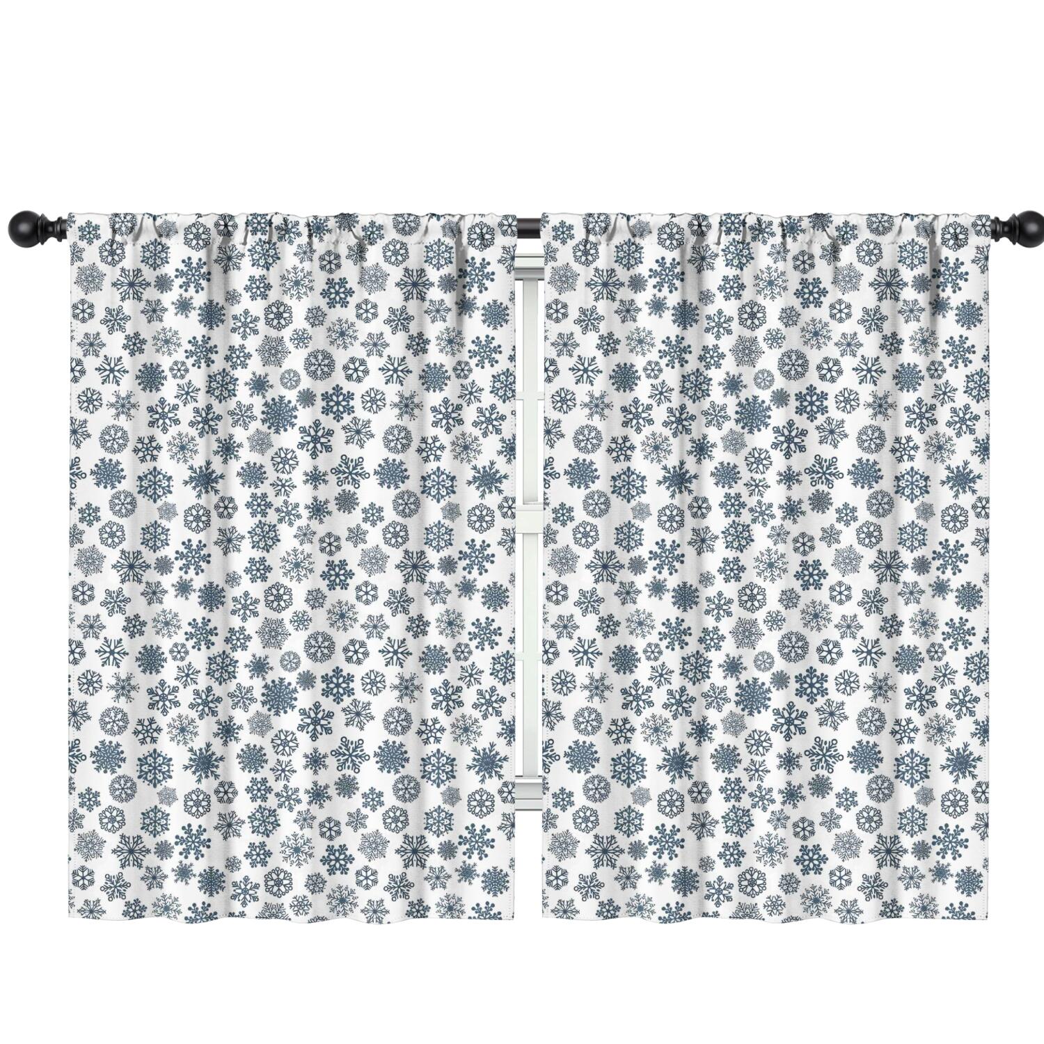 Curated visual reference: Visual Reference: Blackout Kids Curtains Blue Christmas Snowflake Pattern Childrens