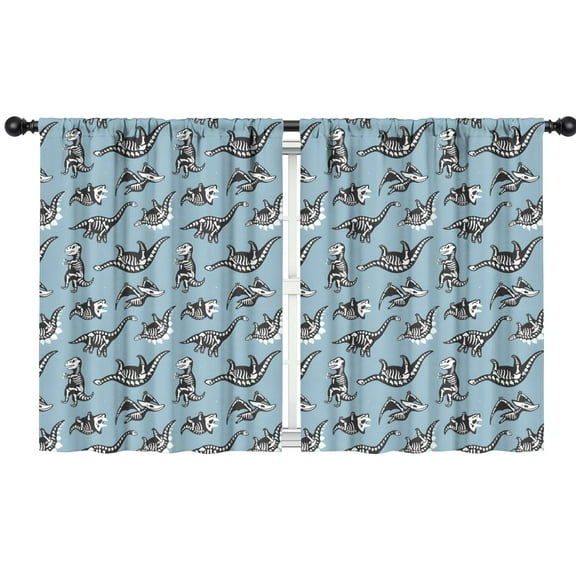 Blackout Kids Curtains,Blue Dinosaur Skeletons Pattern Childrens Insulated Curtains Set Of 2,Bedroom Essentials,Toddler Room Decor 42"x54"