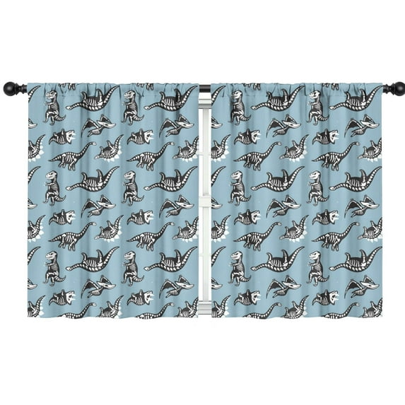 Blackout Kids Curtains,Blue Dinosaur Skeletons Pattern Childrens Insulated Curtains Set Of 2,Bedroom Essentials,Toddler Room Decor 42"x54"