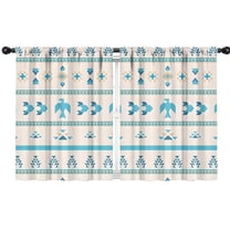 Blackout Kids Curtains,Blue Ethnic Bird Pattern Childrens Insulated Curtains Set Of 2,Bedroom Essentials,Toddler Room Decor 42x54in(106x137cm)
