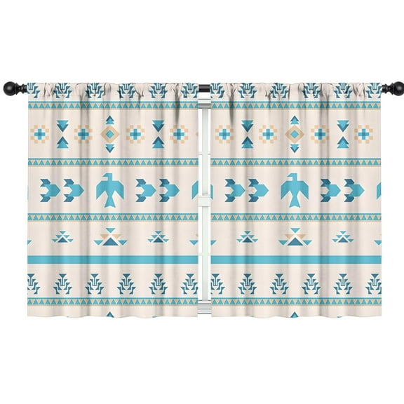 Blackout Kids Curtains,Blue Ethnic Bird Pattern Childrens Insulated Curtains Set Of 2,Bedroom Essentials,Toddler Room Decor 42x54in(106x137cm)