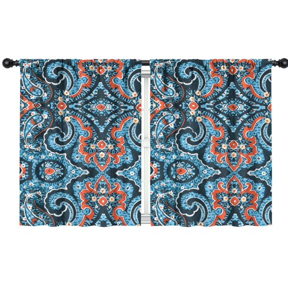 Blackout Kids Curtains,Blue Ethnic Paisley Pattern Childrens Insulated Curtains Set Of 2,Bedroom Essentials,Toddler Room Decor 42x54in(106x137cm)