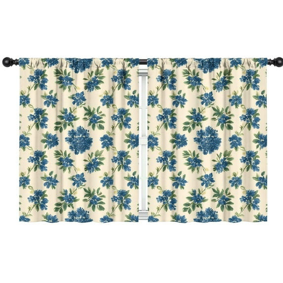 Blackout Kids Curtains,Blue Floral Pattern Childrens Insulated Curtains Set Of 2,Bedroom Essentials,Toddler Room Decor 42x54in(106x137cm)