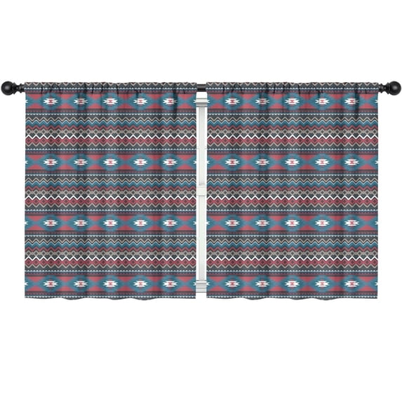 Blackout Kids Curtains,Blue Geometric and Striped Pattern Childrens Insulated Curtains Set Of 2,Bedroom Essentials,Toddler Room Decor 52x63in(132x160cm)