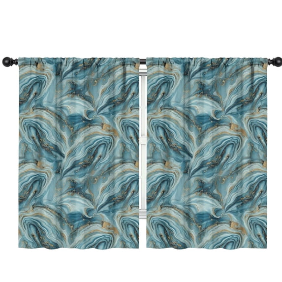Blackout Kids Curtains,Blue Gold Marble Pattern Childrens Insulated Curtains Set Of 2,Bedroom Essentials,Toddler Room Decor 42"x63"