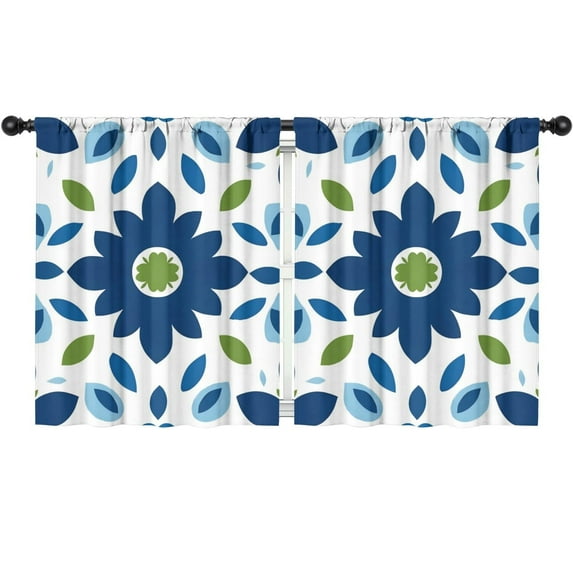 Blackout Kids Curtains,Blue and Green Modern Art Geometric Childrens Insulated Curtains Set Of 2,Bedroom Essentials,Toddler Room Decor 52x63in(132x160cm)