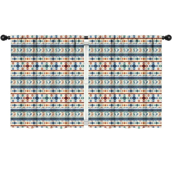 Blackout Kids Curtains,Blue and Orange Geometric Boho Pattern Childrens Insulated Curtains Set Of 2,Bedroom Essentials,Toddler Room Decor 52x63in(132x160cm)