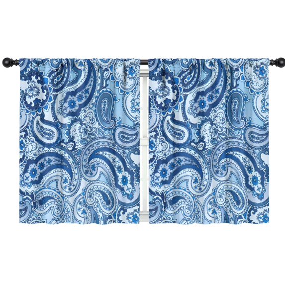 Blackout Kids Curtains,Blue Paisley Pattern Childrens Insulated Curtains Set Of 2,Bedroom Essentials,Toddler Room Decor 42x54in(106x137cm)