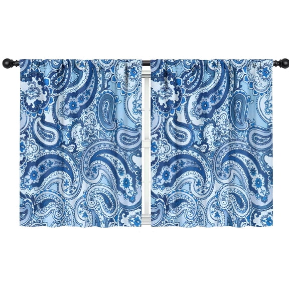 Blackout Kids Curtains,Blue Paisley Pattern Childrens Insulated Curtains Set Of 2,Bedroom Essentials,Toddler Room Decor 42x54in(106x137cm)