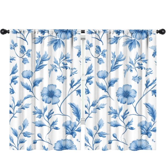 Blackout Kids Curtains,Blue Pioneer Flower Childrens Insulated Curtains Set Of 2,Bedroom Essentials,Toddler Room Decor 52x84in(132x213cm)