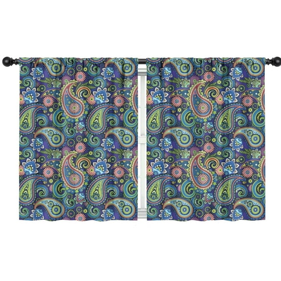 Blackout Kids Curtains,Blue Pioneer Flower and Paisley Pattern Childrens Insulated Curtains Set Of 2,Bedroom Essentials,Toddler Room Decor 42x54in(106x137cm)