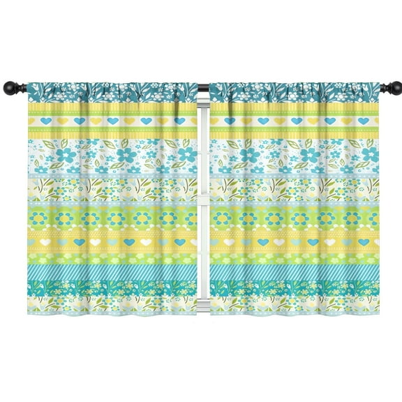 Blackout Kids Curtains,Blue Pioneer Flower Striped Pattern Childrens Insulated Curtains Set Of 2,Bedroom Essentials,Toddler Room Decor 42x54in(106x137cm)