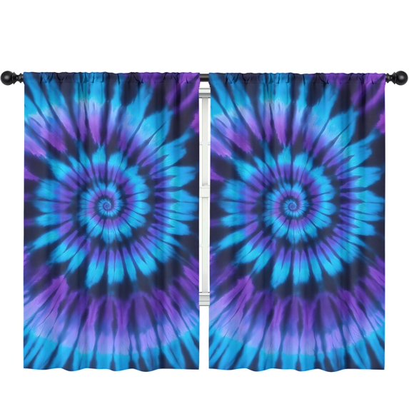 Blackout Kids Curtains,Blue Purple Tie Dye Mandala Pattern Childrens Insulated Curtains Set Of 2,Bedroom Essentials,Toddler Room Decor 52"x84"