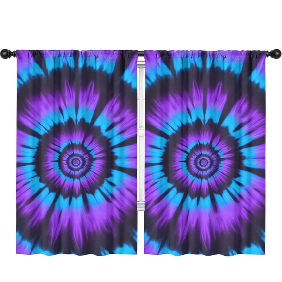 Blackout Kids Curtains,Blue Purple Tie Dye Pattern Childrens Insulated Curtains Set Of 2,Bedroom Essentials,Toddler Room Decor 52"x84"