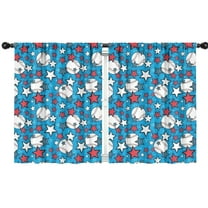 Blackout Kids Curtains,Blue Stars and Baseballs Pattern Childrens Insulated Curtains Set Of 2,Bedroom Essentials,Toddler Room Decor 42"x54"