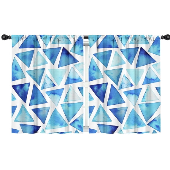 Blackout Kids Curtains,Blue Watercolor Triangle Pattern Childrens Insulated Curtains Set Of 2,Bedroom Essentials,Toddler Room Decor 42"x54"