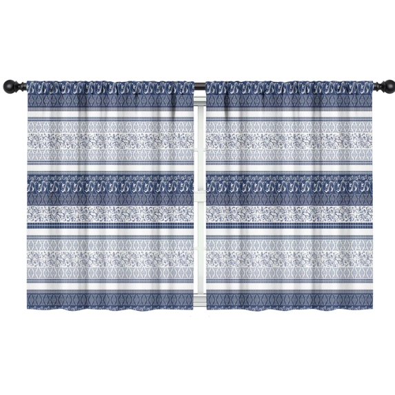 Blackout Kids Curtains,Blue and White Geometric Striped Pattern Childrens Insulated Curtains Set Of 2,Bedroom Essentials,Toddler Room Decor 42x54in(106x137cm)