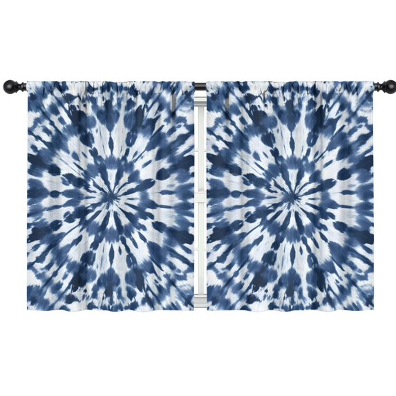 Blackout Kids Curtains,Blue White Tie Dye Mandala Pattern Childrens Insulated Curtains Set Of 2,Bedroom Essentials,Toddler Room Decor 42"x54"