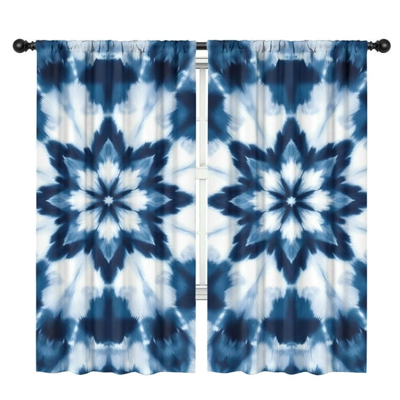 Blackout Kids Curtains,Blue White Tie Dye Mandala Pattern Childrens Insulated Curtains Set Of 2,Bedroom Essentials,Toddler Room Decor 42"x84"
