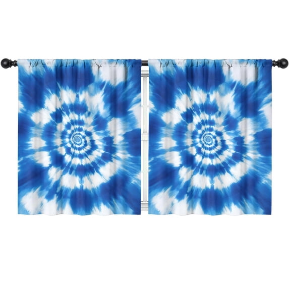 Blackout Kids Curtains,Blue White Tie Dye Spiral Pattern Childrens Insulated Curtains Set Of 2,Bedroom Essentials,Toddler Room Decor 52"x63"