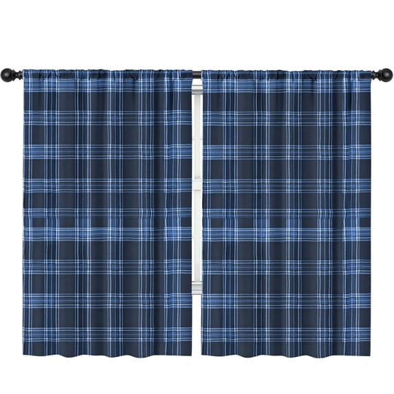 Blackout Kids Curtains,Blue and Black Checkered Pattern Children's Insulated Curtains Set Of 2,Bedroom Essentials,Toddler Room Decor 52"x84"