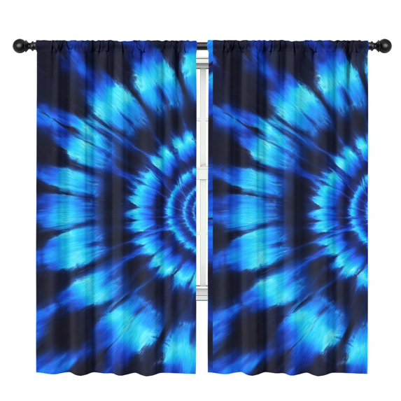 Blackout Kids Curtains,Blue and Black Tie Dye Pattern Children's Insulated Curtains Set Of 2,Bedroom Essentials,Toddler Room Decor 42"x84"