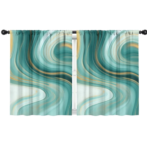 Blackout Kids Curtains,Blue and Gold Marble Flow Veins Pattern Childrens Insulated Curtains Set Of 2,Bedroom Essentials,Toddler Room Decor 42"x54"