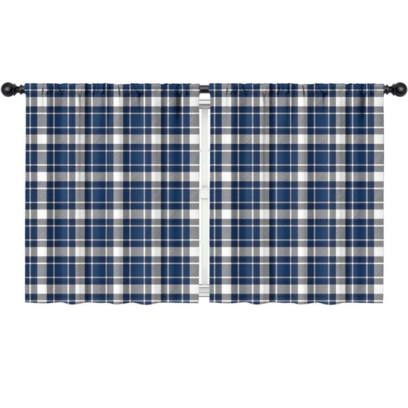 Blackout Kids Curtains,Blue and White Checkered Pattern Children's Insulated Curtains Set Of 2,Bedroom Essentials,Toddler Room Decor 52"x63"