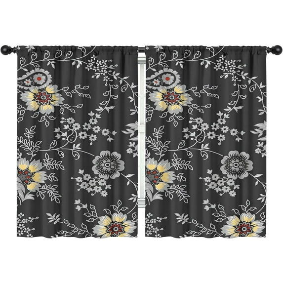Blackout Kids Curtains,Boho Bohemia Flower Childrens Insulated Curtains Set Of 2,Bedroom Essentials,Toddler Room Decor 42"x63"(106x160cm)