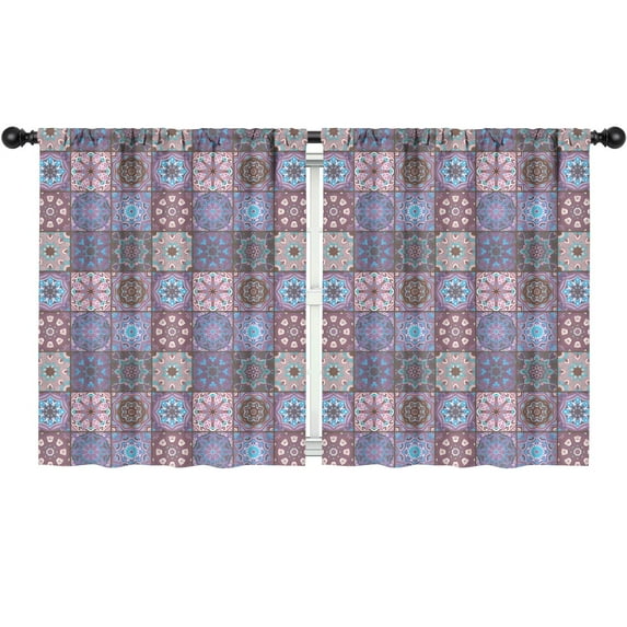 Blackout Kids Curtains,Purple Ethnic Geometric Patchwork Pattern Childrens Insulated Curtains Set Of 2,Bedroom Essentials,Toddler Room Decor 52x63in(132x160cm)