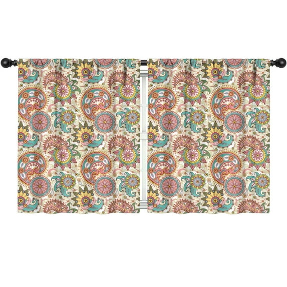 Blackout Kids Curtains,Multicolor Ethnic Paisley and Floral Pattern Childrens Insulated Curtains Set Of 2,Bedroom Essentials,Toddler Room Decor 52x63in(132x160cm)